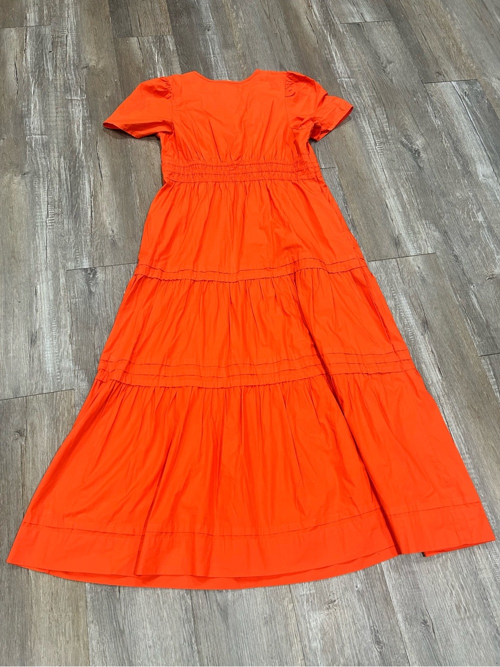 Quince 100% Organic Cotton Poplin Tiered Maxi Dress Vermillon Red L - Picture 8 of 14